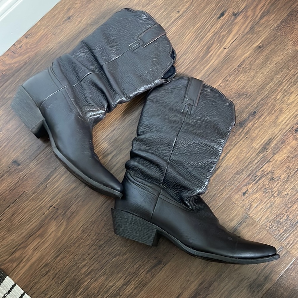 Dark Brown Leather Cowboy Boots - Picture 5 of 9